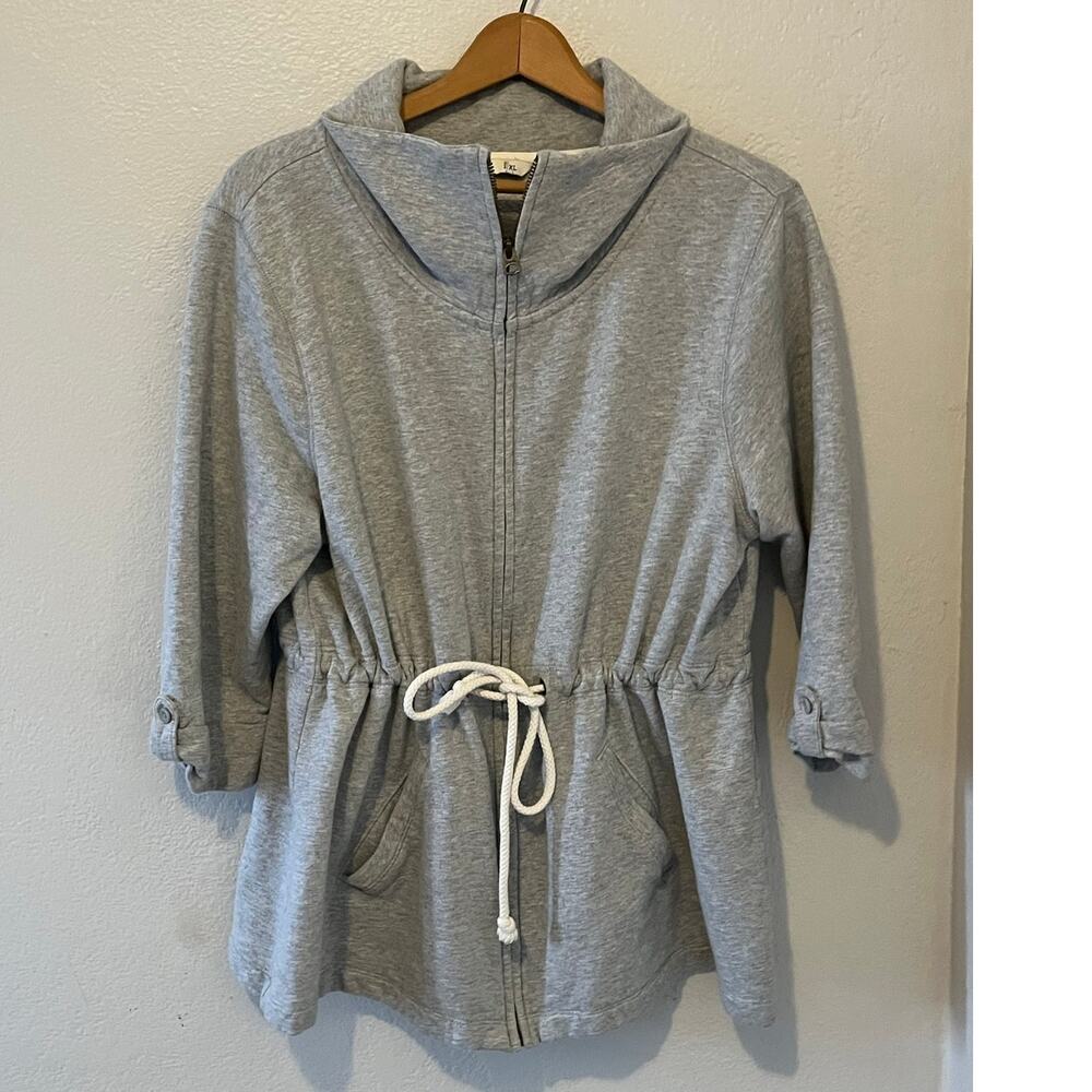 Women's Old Navy Grey drawstring long Sweatshirt Jacket w pockets Size XL